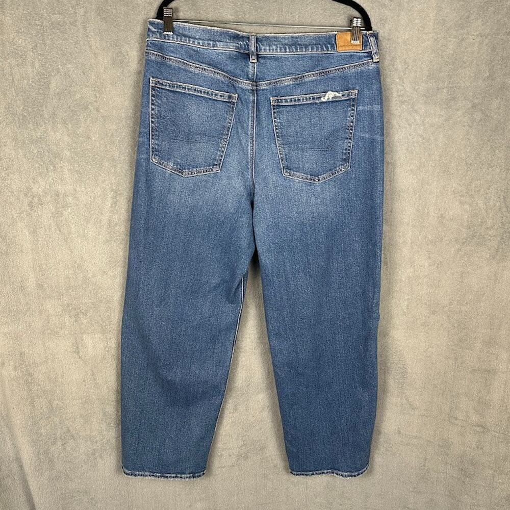American Eagle Jeans Womens 14 Short Blue Super High Rise Baggy Straight - Picture 6 of 13